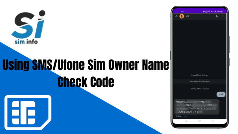 Using SMS/Ufone Sim Owner Name Check Code